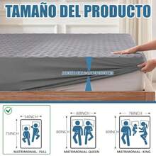 zxr Protector de Colchón BlandoProtector Cubre Colchón Impermeable para La Protección del Colchón Resistente A Los Ácaros del Polvo Gris Matrimonial-Full84 - Gris - Ver 2