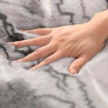1pc Gray Textured Printed Plush Rug, Soft Faux Fur, Asymmetrical Shape With 1-5cm Trimming Tolerance, Home Decor Mat For Living Room, Bedroom, Bathroom Or Kitchen, Unique Rug, Bedroom Carpet, Decorative Carpet, Small Rug, Carpet, Home Decor, Living Room Carpet - Multicolor - View 5