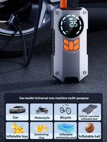 5000A 便携式汽车应急启动电源，带空气压缩机 - 12V 电池增压器，LED 指示灯，USB 快速充电输出，多重保护，包含启动线、气泵和汽车适配器 - 彩色 - 查看 7