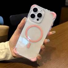 粉色磁吸透明水晶糖果色软TPU手机壳，适用于 17 AIR 16 15 14 13 12 Pro Max/Plus，防震保护套 - 粉色 - 查看 5