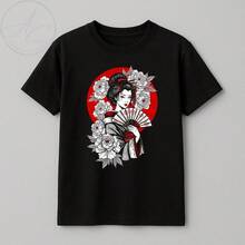 Cute And Delicate Japan Tokyo Geisha Landscape T-Shirt, Minimalist, Simple, Unisex, Men's And Women's, 100% Cotton, Premium Top Quality, Streetwear, New Release, Immediate Shipping, Various Colors!! - 72810-藝伎 - 查看 2