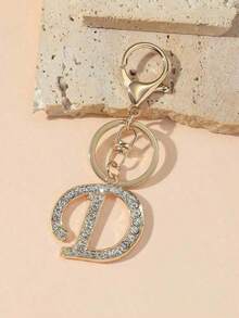 1pc Women's Fashion A-Z Letter Decorated Chain Pendant Keyring Wallet Handbag Charm - 銀色 - 查看 10