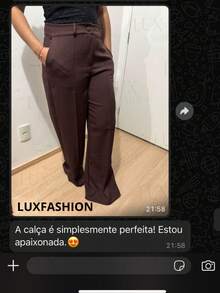 Luxfashion.Br Women's Tailored Dress Pants With Button, Pocket, And Zipper - 酒紅色 - 查看 7