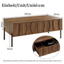 Modern Retro-Style Coffee Table, Living Room Furniture. Dimensions: 105 Cm (Length) X 55 Cm (Width) X 41 Cm (Height). - Natural Color - View 3