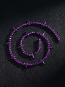 Men's Rhinestone Spiked Necklace, Diamond Tennis Chain, Cool Rapper Anime Hippie Claw Necklace, Halloween Costume Wakanda King Jewelry Gift