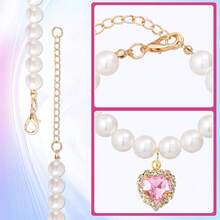 2pcs Elegant Pet Collar, Heart Rhinestone Pendant, Faux Pearl Dog/Cat Necklace, Suitable For Small/Medium/Large Pets, Daily Wear - Multicolor - View 5