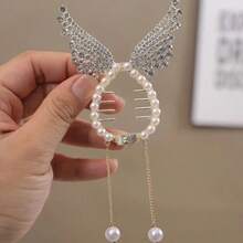 1个/2个优雅水钻猫兔发夹，可爱甜美流苏珍珠吊坠圆形发夹，女士/女孩闪亮水钻兔耳发夹，日常配饰 - 彩色 - 查看 7