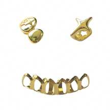 1 Set Dual-Tone Double Star Hollow-Out 6-Tooth Grillz, Unisex Everyday, Nightclub, Party Cool Accessory Teeth Grillz