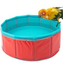 Portable Parrot Bath Tub, Suitable For Outdoor And Travel - Durable PVC Bird Bath Bowl With Non-Slip Surface, Easy To Store And Carry, Fit For Small To Large Birds Like African Grey Parrots, Cockatoos, Lovebirds, Parrots, No Battery Required - Multicolor - View 9