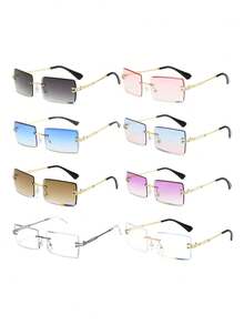 1 Pair/2 Pairs/4 Pairs/5 Pairs/6 Pairs/7 Pairs/8 Pairs Ultra-Light Rectangular Frame Decorative Glasses, Versatile Personalized Street Style Fashion Glasses For Men, Big Frame Slimming, Suitable For Daily Life And Outdoor Travel Accessories, Essential For Going Out - Multicolor - View 37