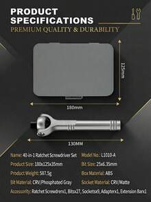 40合1棘轮螺丝刀套装，带通用套筒，多角度可调，S2和铬钒钢材质，磁性批头，加长手柄，适用于家庭维修 - 40合1套裝 - 查看 9