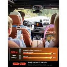 LISEN 69W Cargador para Auto Retráctil [USB 4 en 1] Cargador para Carro  Air 17 Accesorios para Auto Compatible con Galaxy S25/S24 Ultra 17/16/15/14/13/12  Regalos Navideños - Gris Oscuro - Ver 6