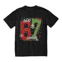 Camiseta de Navidad Seis Siete 67, divertida camiseta de meme de Navidad, sudadera impresa con patrón divertido de Navidad, ropa familiar para mujeres - Negro - Ver 11