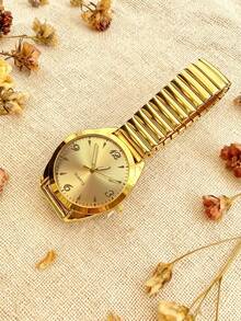 4件套女士合金弹性表带石英手表手链首饰套装，优雅复古简约表盘，适合日常佩戴装饰或作为节日礼物送给朋友和母亲。 - 彩色 - 查看 4