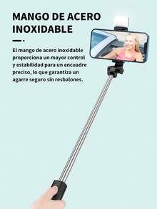 Palo de selfie Bluetooth multifuncional con trípode, 1m Palo de Selfie Inalámbrico LED, Trípode de Rotación 360° Anti-Vibración, Herramienta Fotográfica Portátil Multifuncional, Compatible con Teléfonos iOS y Android, Adecuado para Viajes al Aire Libre, Vacaciones de Verano, Transmisión en Vivo y talla grande - Unitalla - Ver 3