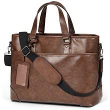 NEWHEY Men's Business Backpack, Large Capacity 15.6 Inch Laptop Pocket, Fits A4 & B4 Size, Dual Shoulder Design, Job Interview Bag, Genuine Leather, Water-Resistant, Commuter & Travel Bag - Multicolor - View 12