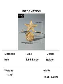 1pc Fashionable Creative Beach Vacation Metal Leaf Arm Cuff, Adjustable Geometric Spiral Starfish Seashell Bracelet, Jewelry Gift Suitable For Middle East Saudi Arabia Party - Gold - View 15