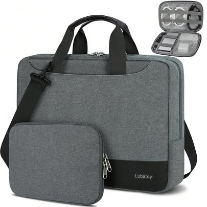 NEWHEY Laptopportfölj 14-17,3 tum för män och kvinnor, laptopportfölj för kvinnor, vattentätt oxfordtyg, kompatibel med 14-15,6 och 17-17,3" Air/Pro/, grå och rosa