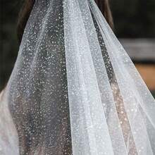 1件闪亮亮片头饰带梳子，适用于婚纱、教堂式婚纱、婚礼摄影、登记仪式等场合的发饰 - 直白色 - 查看 5