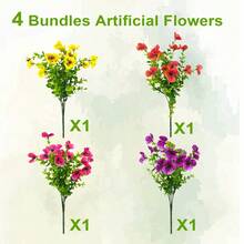 3/4/6/8/12 Bunches Realistic Tricolor Violet Artificial Flowers - UV Resistant Durable Stems Suitable For Indoor Vases, Outdoor Porch, Window Boxes, Garden Beds, Balcony Planters, Patio Pots Decor - Multicolor - View 13