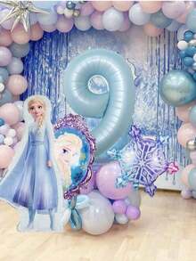 Hasbro 19pcs Aluminum Foil & Latex Mixed Balloon Set, Dreamy Ethereal Style, Snowflake Pattern, Light Blue, Pink And Other Soft Cool Colors - Multicolor - View 5