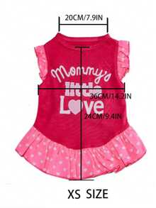 Glitter Ruffle Hem Pet Dress "OMG I'M TOO CUTE" Letter Print Dog Tank Dress, Sweet Summer Outfit For Small Dogs