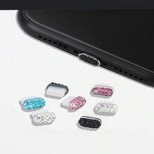 1pc Rhinestone Type-C Phone Dust Plug, Metal High Gloss, Suitable For Android Series - Multicolor - View 7