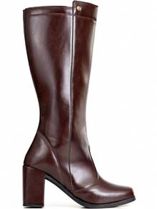 Lumiss Women's High-Top Boot With High Block Heel, Comfortable, Square Toe - Rust Brown - View 3