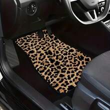4pcs Leopard Print Car Floor Mats Set, Universal Car Foot Pads, Vehicle Carpet - Front & Rear Full Coverage Car Interior Accessories, Women's Car Supplies, Girl Gift, Crystal Velvet Vehicle Floor Mats Fit For Sedan, Truck, SUV, Car Interior, Car Accessories, Car Essentials - Multicolor - View 3