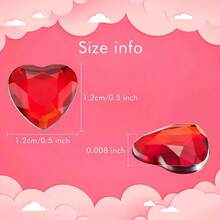 2D Flat - 100 Pieces 12mm Red/Pink Sparkling Heart-Shaped Rhinestones - Acrylic Imitation Decorative Beads, Heart-Shaped Acrylic Rhinestones, Fashion Accessories, Flat-Back Rhinestones For Hair Accessories, DIY Jewelry Components Heart-Shaped Rhinestone Appliques, Suitable For Valentine's Day, Weddings, Crafts, Art Supplies, And Craft Enthusiasts - Đỏ - Xem 6