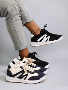 Women's Spring New Casual Sports Shoes, Fashionable Breathable Lightweight Non-Slip Durable Running Shoes - Black - View 2