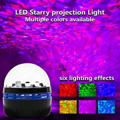 Modern USB-Powered Space-Themed Desk Lamp With Remote Control - Plastic, Polished Color Changing LED Projection Magic Ball With Water Ripple Effect For Bedroom Atmosphere And Holiday Lighting Decoration
