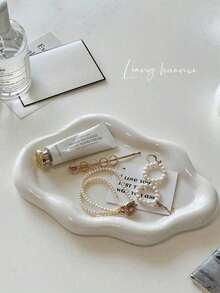 1pc Jewelry Tray, Japanese Minimalist Dopamine Flower Cloud Asymmetric Creative Storage Dish, For Earrings, Necklaces, Jewelry, Floral Jewelry Box, Decorative Display & Photography Props, Jewelry Box, Women & Girls Jewelry Organizer, Jewelry Stand, Valentine's Day Gift, Makeup Room Decor,Makeup Bag,Travel Essential - Multicolor - View 7