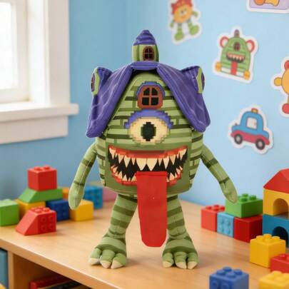 Funny Monster House Plush Toy - Cute Food-Themed Red Stuffed Animal For Kids & Adult Collectors, Perfect For Christmas Stocking Stuffers, Easter Basket Fillers, Halloween Party Favors, Birthday Gifts & Room Decor