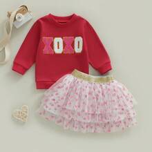 2Pcs/ Set Toddler Baby Girl Carnival Games Outfit Summer Sleeveless Lapel Collar Solid Color/Striped Vest Tops With Pleated Skirt Set - 紅色 - 查看 8