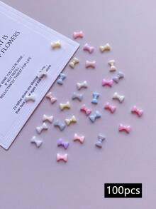 100pcs Candy Color Mini Bow Tie Nail Art Decorations, DIY Bow Ties, Ribbon Nail Art Accessories, Mixed Bow Tie Styles, Nail Art Decor, Nail Art Supplies, Suitable For Holiday And Date Nail Salon Decoration - Multicolor - View 8