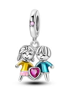 1 件粉色宝石心形锁，心形宝石向日葵 S925 纯银吊坠，适合手链/项链 DIY 礼物 - 彩色 - 查看 6