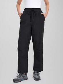 CZRLHYT Women'S Waterproof Outdoor Hiking Cargo Pants Loose-Fit Straight-Leg Softshell Trousers Windproof Umbrella Pants For Trekking Camping Jogging Casual Wear Tights - Black - View 5