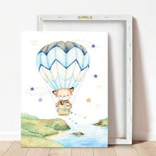 1幅帆布墙画_儿童房海报，热气球，儿童艺术，墙面装饰，图片，动物图案，礼物，波西米亚风格，婴儿用品 - 带框婴儿房墙画，完美适用于游戏室装饰、婴儿房装饰、托儿所装饰、幼儿园装饰、男孩房装饰、女孩卧室装饰、儿童房装饰。 - 彩色 - 查看 4