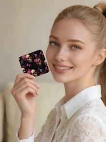 1pc Gothic Style Skull Series Vanity Mirror, Foldable Lightweight Compact Handheld Mirror, Durable PU Leather, Suitable For All Occasions, Portable Pocket Mirror With Classic Skull, Rose, Butterfly, Spider Web, Heart Patterns, 180° Flip Design - Multicolor - View 4