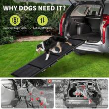 Rampa de perro plegable portátil para automóviles, SUV y camiones - Superficie antideslizante - Soporta hasta 250 libras - Escaleras de mascotas de pendiente suave para perros grandes - 71x17 pulgadas - Ver 6