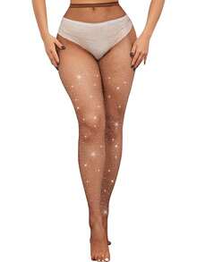 Women's Rhinestone Decorated Fishnet Tights, Shiny Mesh Pantyhose, Available In Multiple Colors, Suitable For Party And Nightclub Wear - Multicolor - View 8