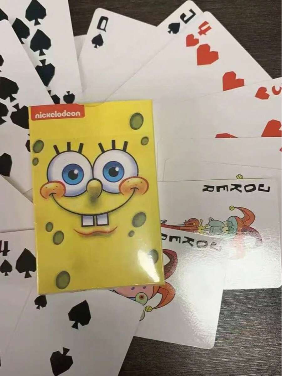 1 Juego de Cartas de Juego con Temática de Bob Esponja, Mismo Estilo que el Anime, Cartas Pequeñas de Alta Calidad, Perfecto como Regalo de Cumpleaños o para Fiestas, Cartas de Dibujos Animados. - Multicolor - Ver 1