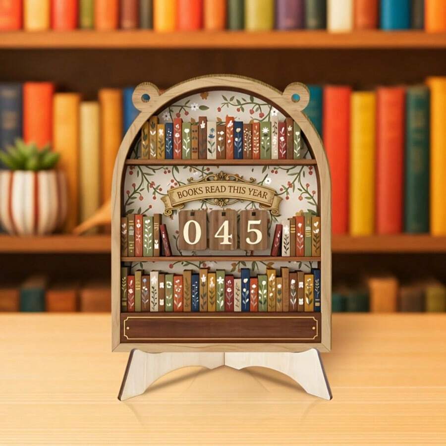 Books Read This Year Counter,How Many Books Have I Read Counter,Reading Track Sign For Home Library Shelf &Table Bookshelf Decor,Book Lover Gifts For Librarian,Reader,Bookish,Teacher,Women - 彩色 - 查看 1
