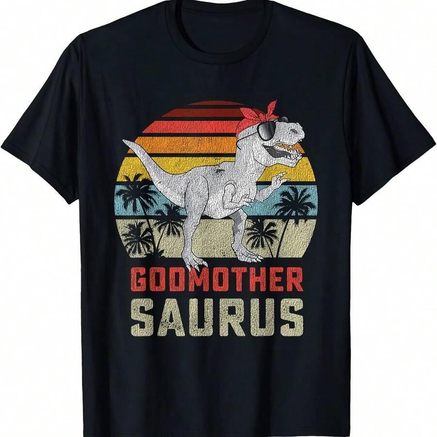 Godmothersaurus T Rex Dinosaur Godmother Saurus Family T-Shirt - 粉色 - 查看 1