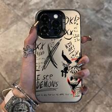 Phone Case - Fashionable Phone Case Featuring A Graffiti Devil Design, Compatible With For Iphone Models From 11 To 16, Including Pro And Plus Versions, Designed To Absorb Shocks. - Translucent Black - View 8