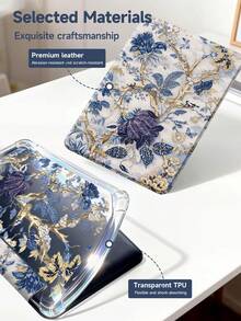 蓝色花卉图案基础款平板电脑保护套，适用于11英寸平板电脑，兼容iPad Air M3 2025/M2 2024、Air第五代2022、(A16) 11英寸第十一代2025、Galaxy Tab、Kindle Paperwhite第十二代2024。透明背壳，时尚图案，支持自动休眠/唤醒功能，气垫保护，适合作为礼物和办公用品，也是春季生日礼物的理想之选。 - 彩色 - 查看 9