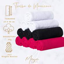 Kit With 10 Manicure And Pedicure Towels – 23x48cm | Super Soft Touch And High Absorption - Negro - Ver 4