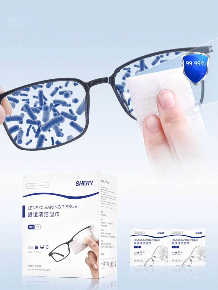 10/100 Khăn Lau Kính Mắt - Khăn Lau Kính Mắt được đóng gói riêng lẻ, dùng để lau kính mắt, kính râm, ống kính máy ảnh, màn hình điện thoại, máy tính, laptop, khăn giấy lau chùi. - trắng - Xem 1