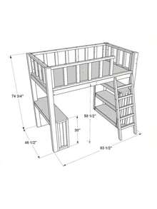 Planos impresos DIY de cama litera doble con escritorio y almacenamiento: proyecto impreso de carpintería fácil para principiantes - 1 - Ver 5
